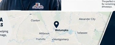 Map showing Backline's service area around Wetumpka and Elmore County