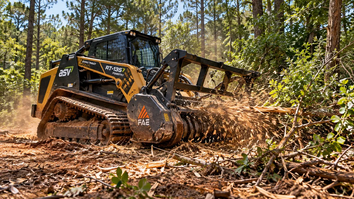 Forestry mulcher opening access through thick brush